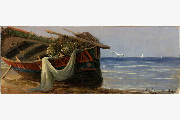 Пейзаж с рыбацкой лодкой